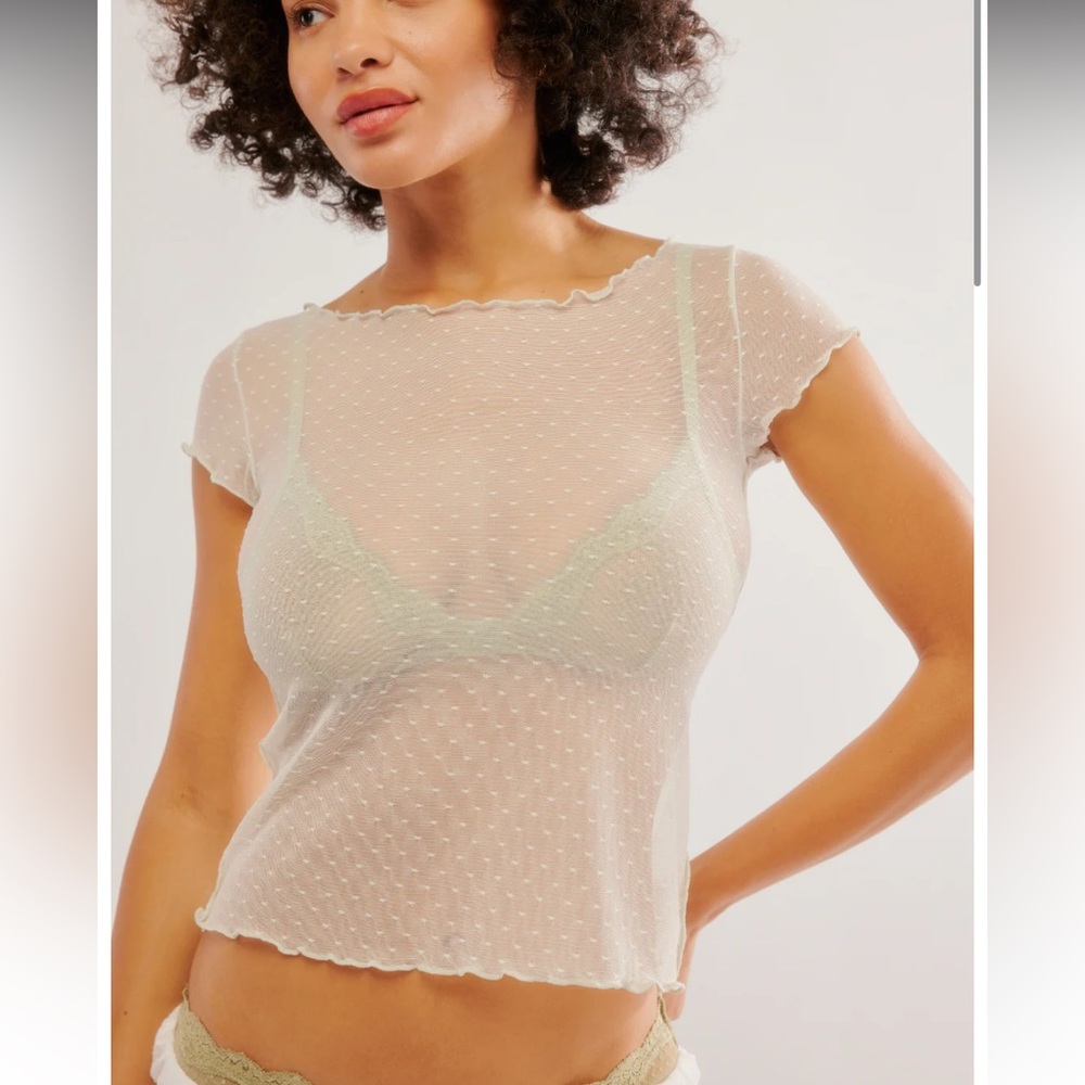 NWT Free People Sheer White Top